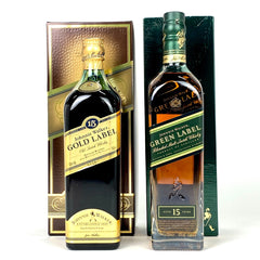 2本 ジョニーウォーカー JOHNNIE WALKER ゴールドラベル 15年 グリーンラベル 15年 スコッチ 750ml ウイスキー セット 【古酒】liqbb