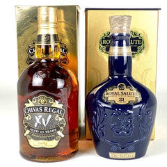 2本 シーバスブラザーズ CHIVAS BROTHERS シーバスリーガル 15年 ロイヤルサルート 21年 青陶器 スコッチ 700ml ウイスキー セット 【古酒】liqbb