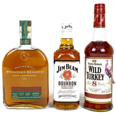 3本 ジムビーム ワイルドターキー ウッドフォードリザーブ アメリカン 700ml ウイスキー セット 【古酒】liqbb