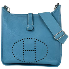エルメス エヴリン 3 PM パンチング Hロゴ ショルダーバッグ トリヨンクレマンス ブルージーン □O レディース 【中古】brbag