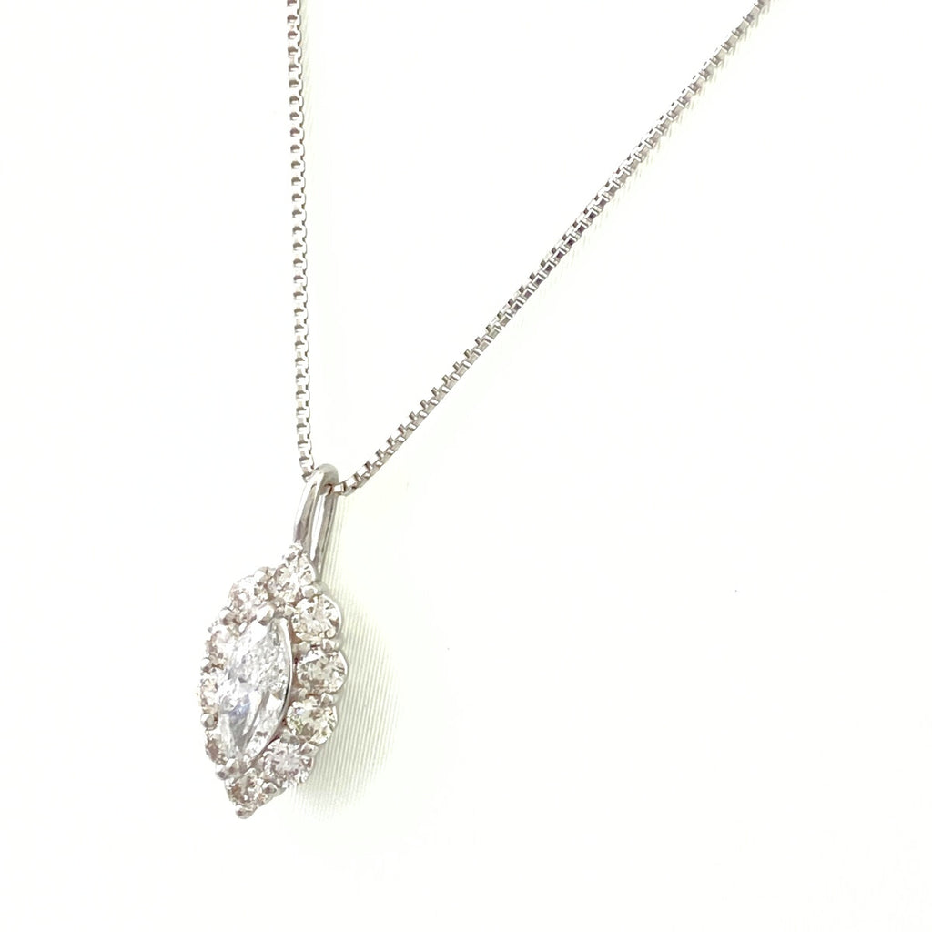 ダイヤモンド デザインネックレス プラチナ ペンダント メレダイヤ ネックレス Pt900 Pt850 ダイヤモンド レディース 【中古】nbjwl