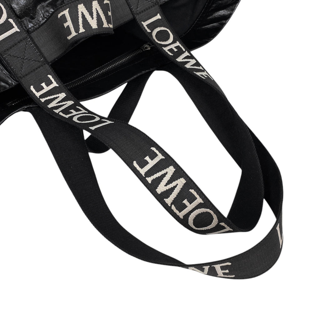 ロエベ フォールドショッパー ショルダーバッグ ペーパーカーフ トートバッグ レザー ブラック レディース 【中古】brbag