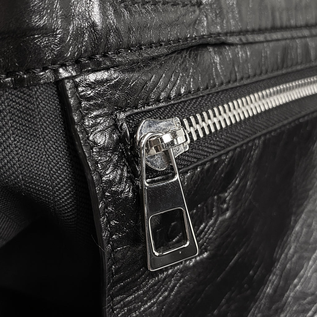 ロエベ フォールドショッパー ショルダーバッグ ペーパーカーフ トートバッグ レザー ブラック レディース 【中古】brbag