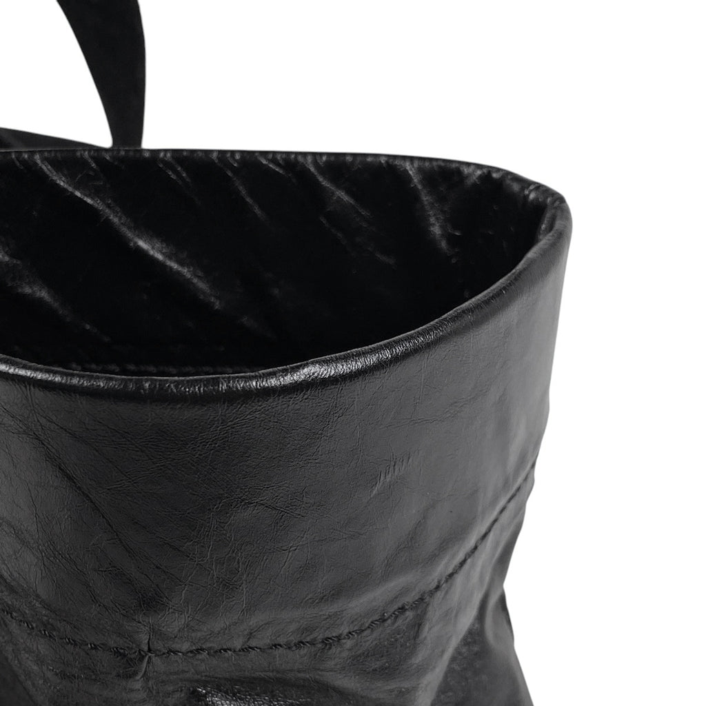 ロエベ フォールドショッパー ショルダーバッグ ペーパーカーフ トートバッグ レザー ブラック レディース 【中古】brbag