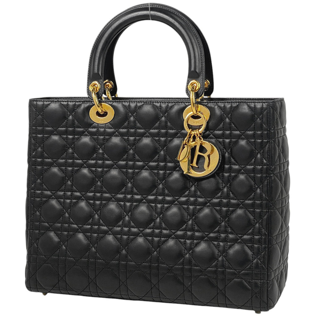 クリスチャンディオール レディディオール カナージュ ハンドバッグ レザー ブラック レディース 【中古】brbag