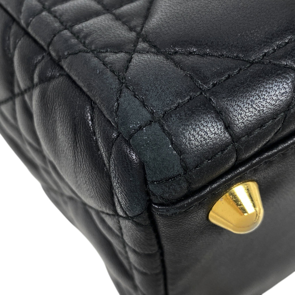 クリスチャンディオール レディディオール カナージュ ハンドバッグ レザー ブラック レディース 【中古】brbag