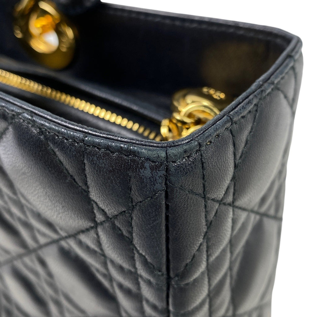 クリスチャンディオール レディディオール カナージュ ハンドバッグ レザー ブラック レディース 【中古】brbag
