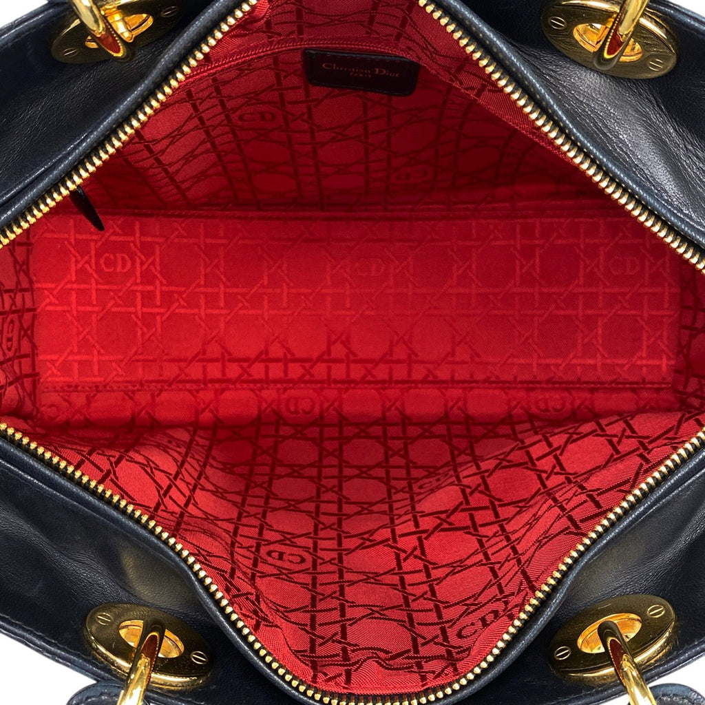 クリスチャンディオール レディディオール カナージュ ハンドバッグ レザー ブラック レディース 【中古】brbag
