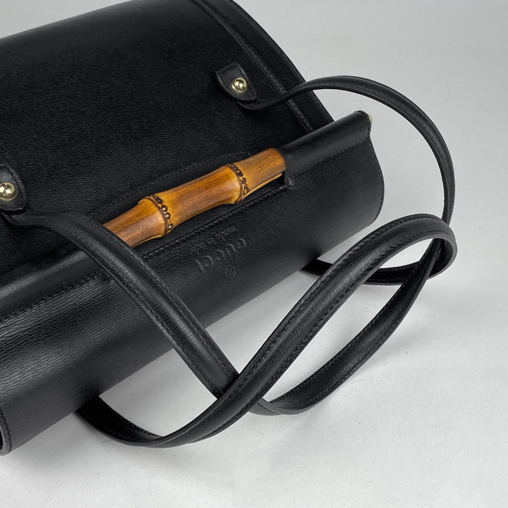 グッチ バンブー ハンドバッグ ハンドバッグ レザー ブラック 338989 レディース 【中古】brbag