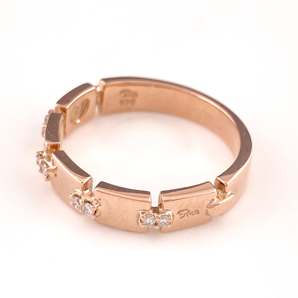 スタージュエリー メレダイヤ デザインリング PG ピンクゴールド 指輪 リング 12号 K18 ダイヤモンド レディース 【中古】brjwl