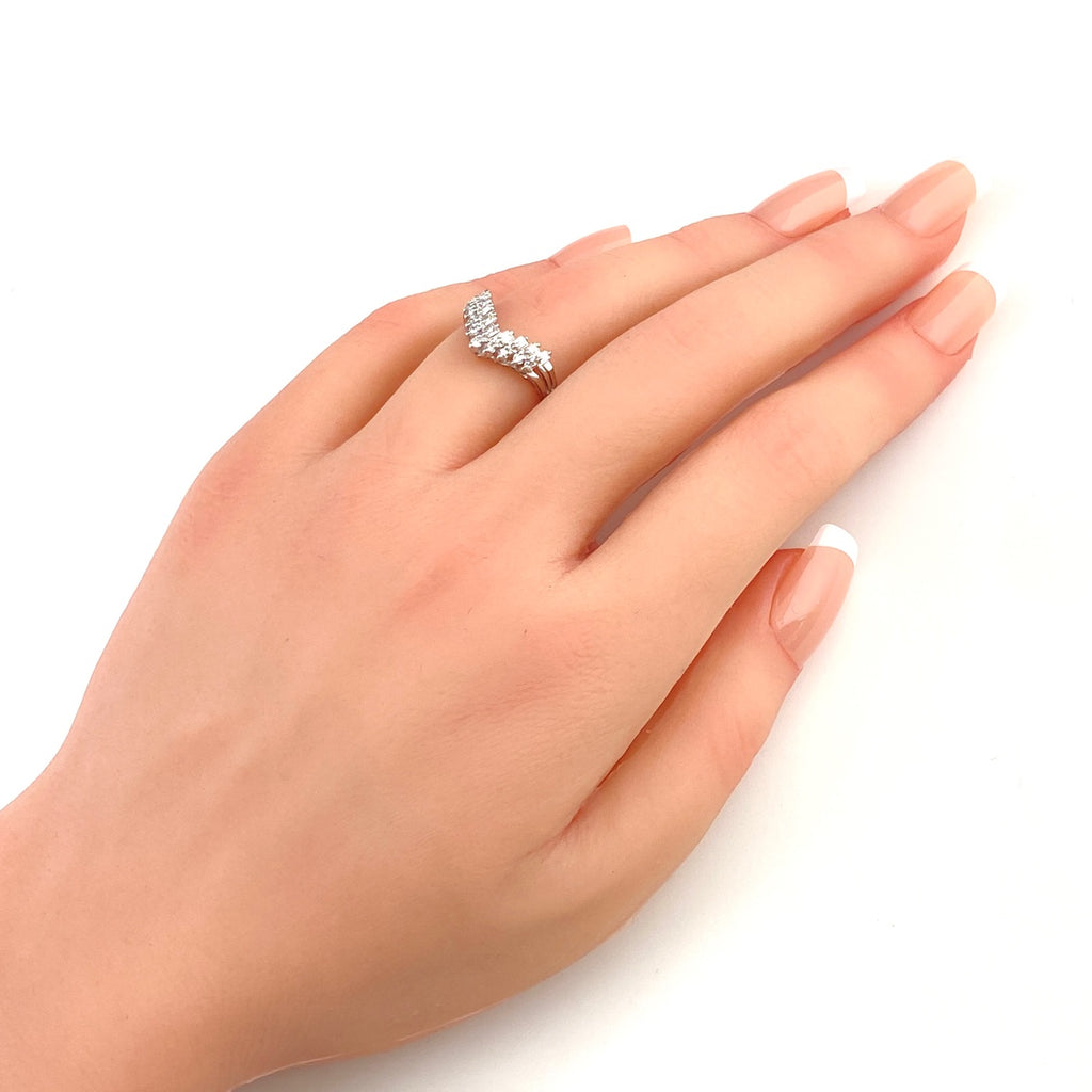 メレダイヤ デザインリング プラチナ 指輪 リング 10.5号 Pt900 ダイヤモンド レディース 【中古】nbjwl