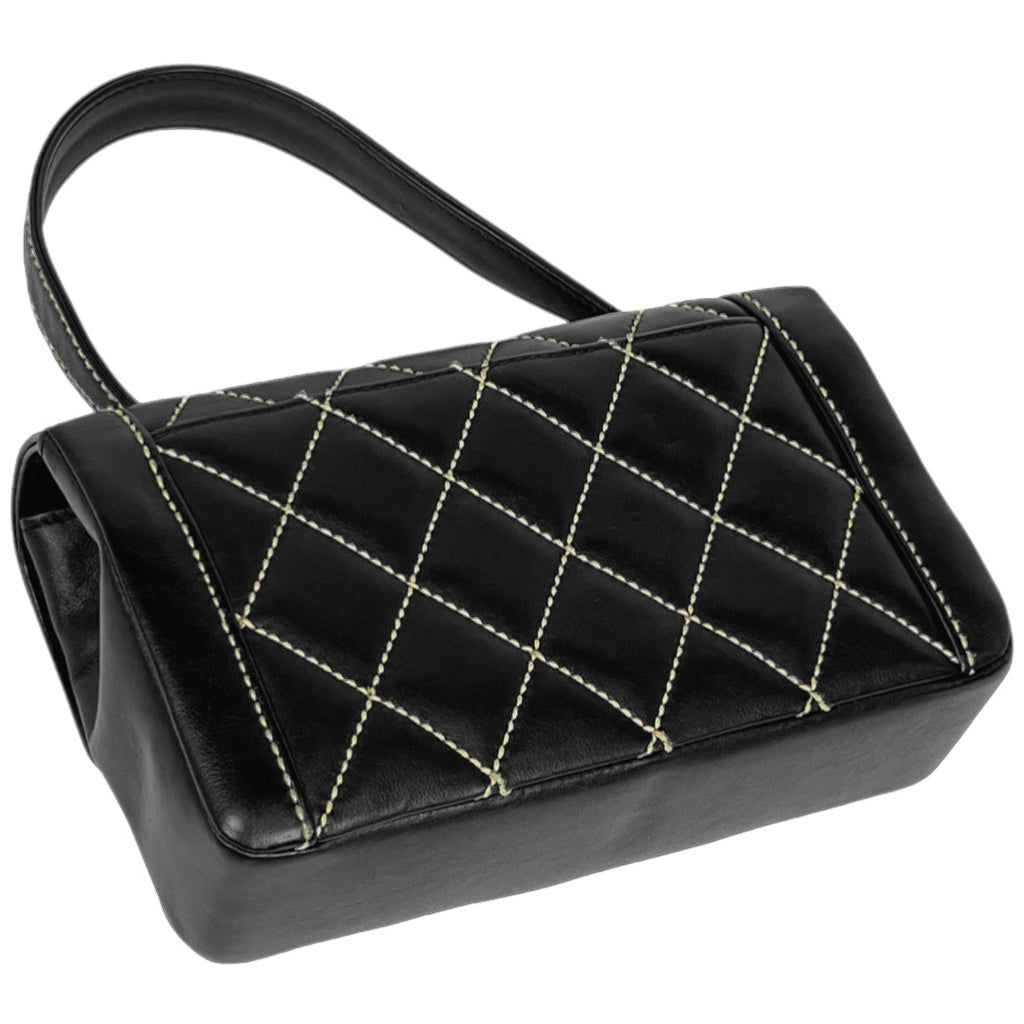シャネル ワイルドステッチ ハンドバッグ ココマーク マトラッセ ハンドバッグ レザー ブラック レディース 【中古】brbag