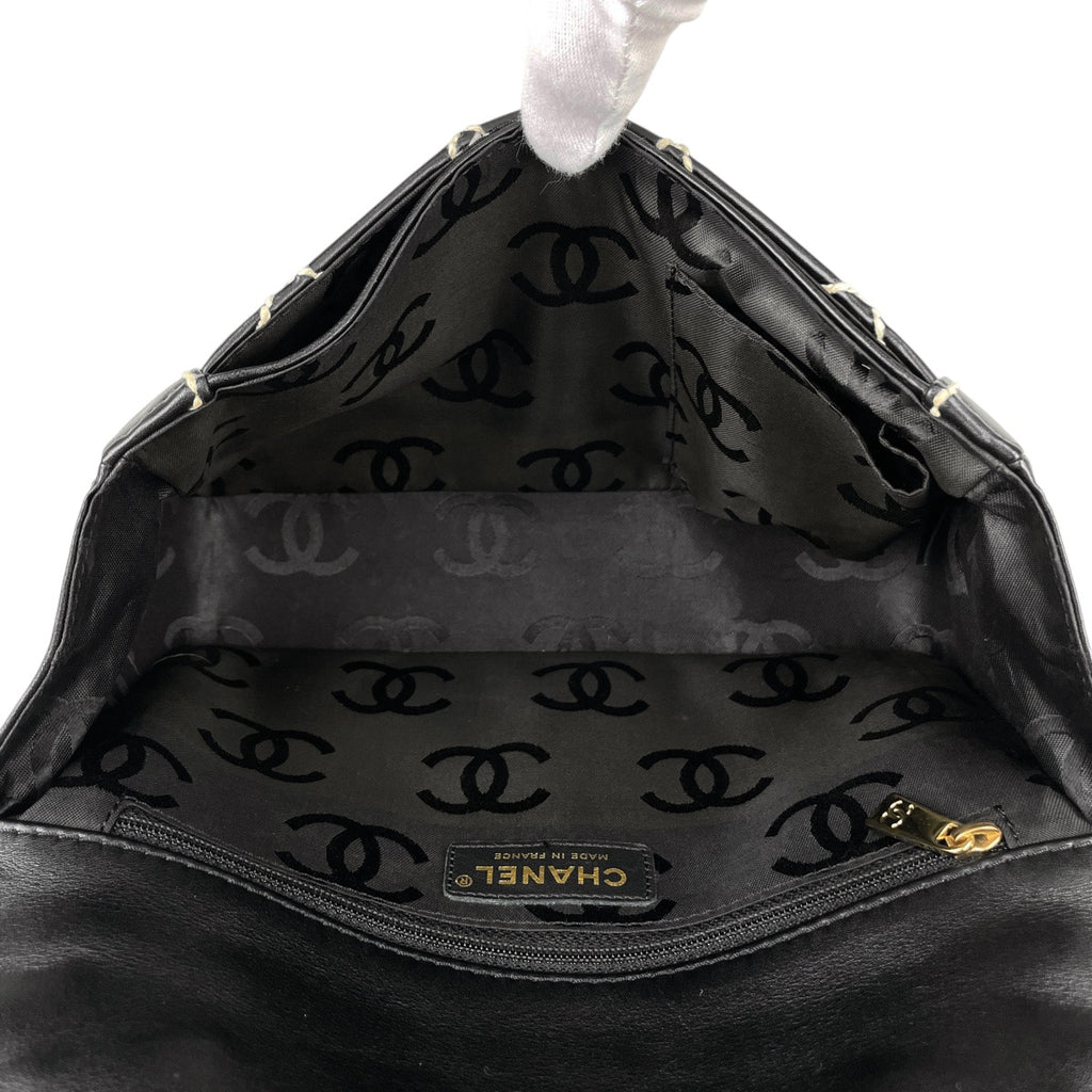 シャネル ワイルドステッチ ハンドバッグ ココマーク マトラッセ ハンドバッグ レザー ブラック レディース 【中古】brbag