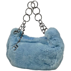 シャネル ココマーク チェーン ハンドバッグ ハンドバッグ ラビットファー ライトブルー レディース 【中古】brbag