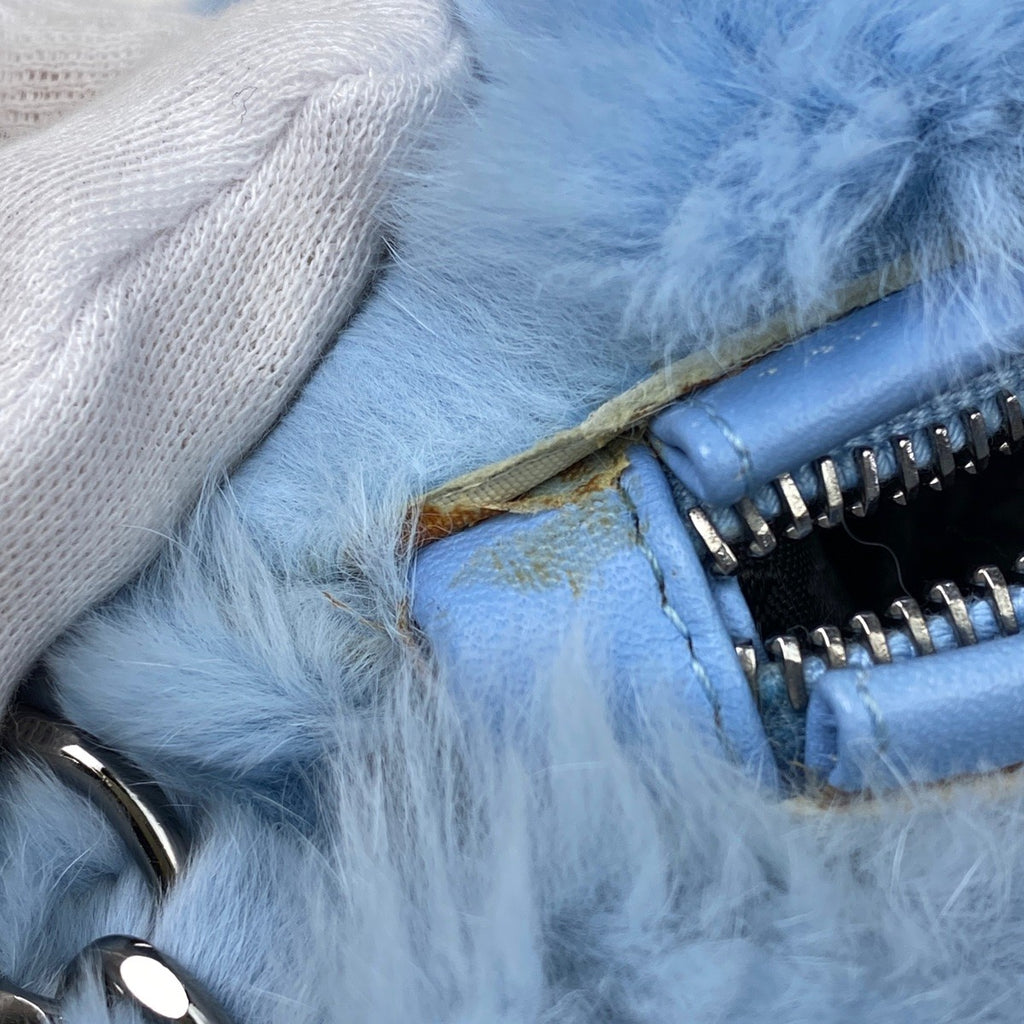 シャネル ココマーク チェーン ハンドバッグ ハンドバッグ ラビットファー ライトブルー レディース 【中古】brbag