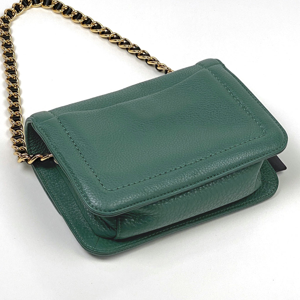 マークジェイコブス ザ ミニ クッションバッグ ロゴ チェーン ショルダーバッグ レザー グリーン レディース 【中古】brbag