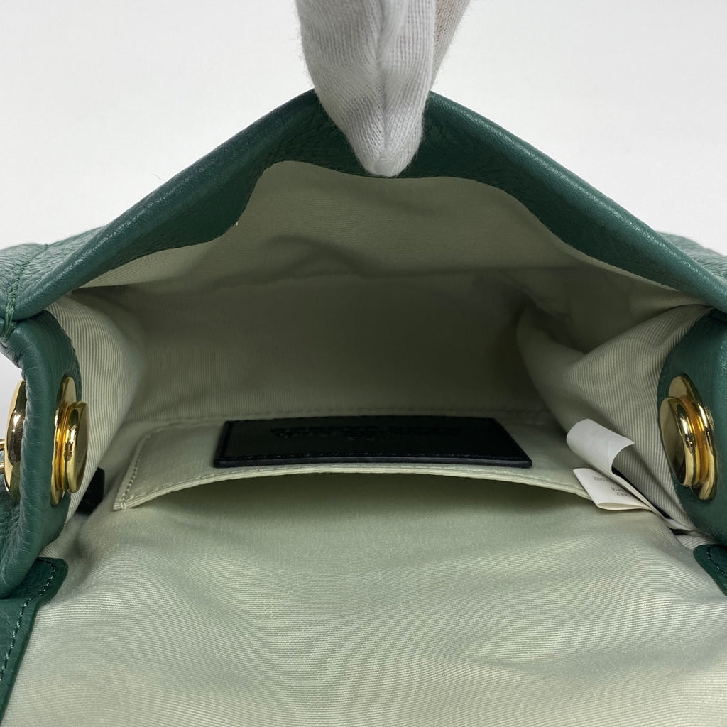 マークジェイコブス ザ ミニ クッションバッグ ロゴ チェーン ショルダーバッグ レザー グリーン レディース 【中古】brbag