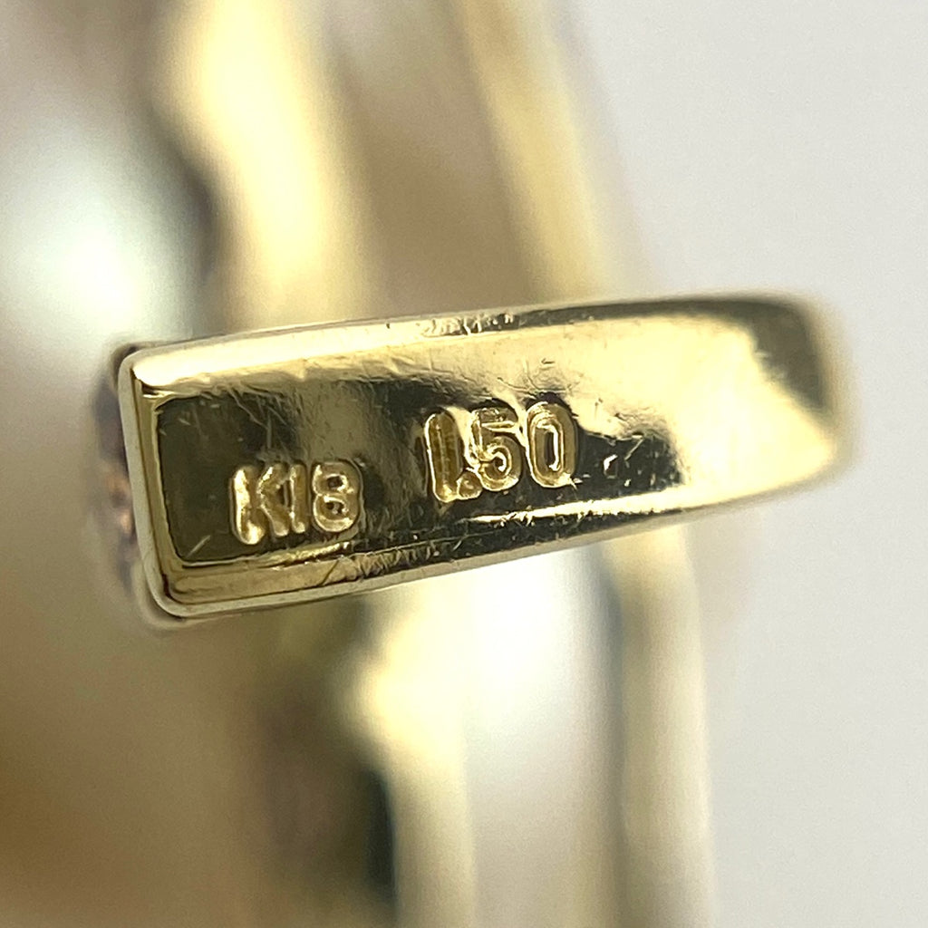 パール デザインペンダントトップ YG イエローゴールド メレダイヤ 真珠 ペンダントトップ K18 パール ダイヤモンド レディース 【中古】nbjwl