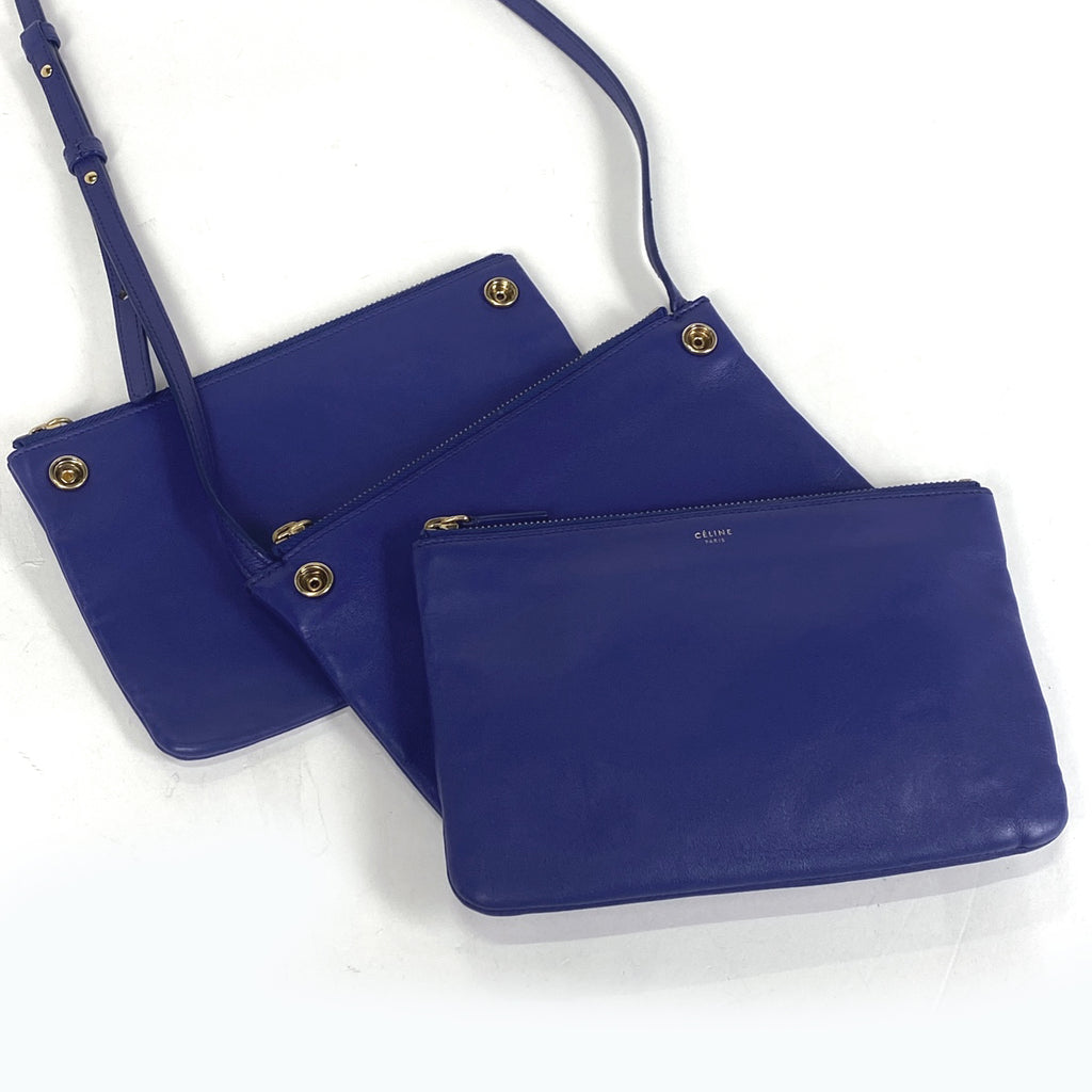セリーヌ トリオ ショルダーバッグ スモール ショルダーバッグ レザー パープル レディース 【中古】brbag