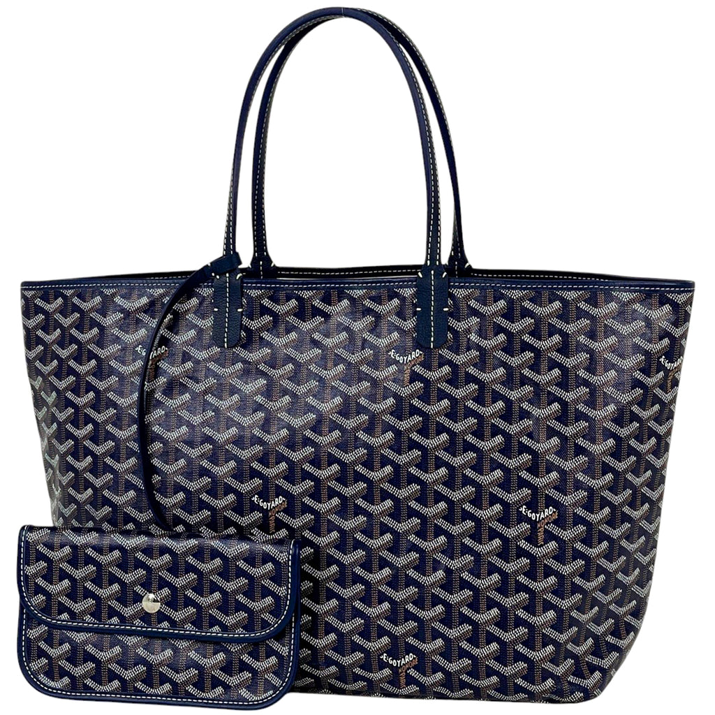 【在庫一掃】 ゴヤール サン ルイ PM ショルダーバッグ 総柄 リバーシブル トートバッグ コーティングキャンバス ネイビー レディース 【中古】 brbag