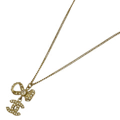 シャネル ココマーク ラインストーン ネックレス リボン スイング ネックレス GP ゴールド レディース 【中古】bracc