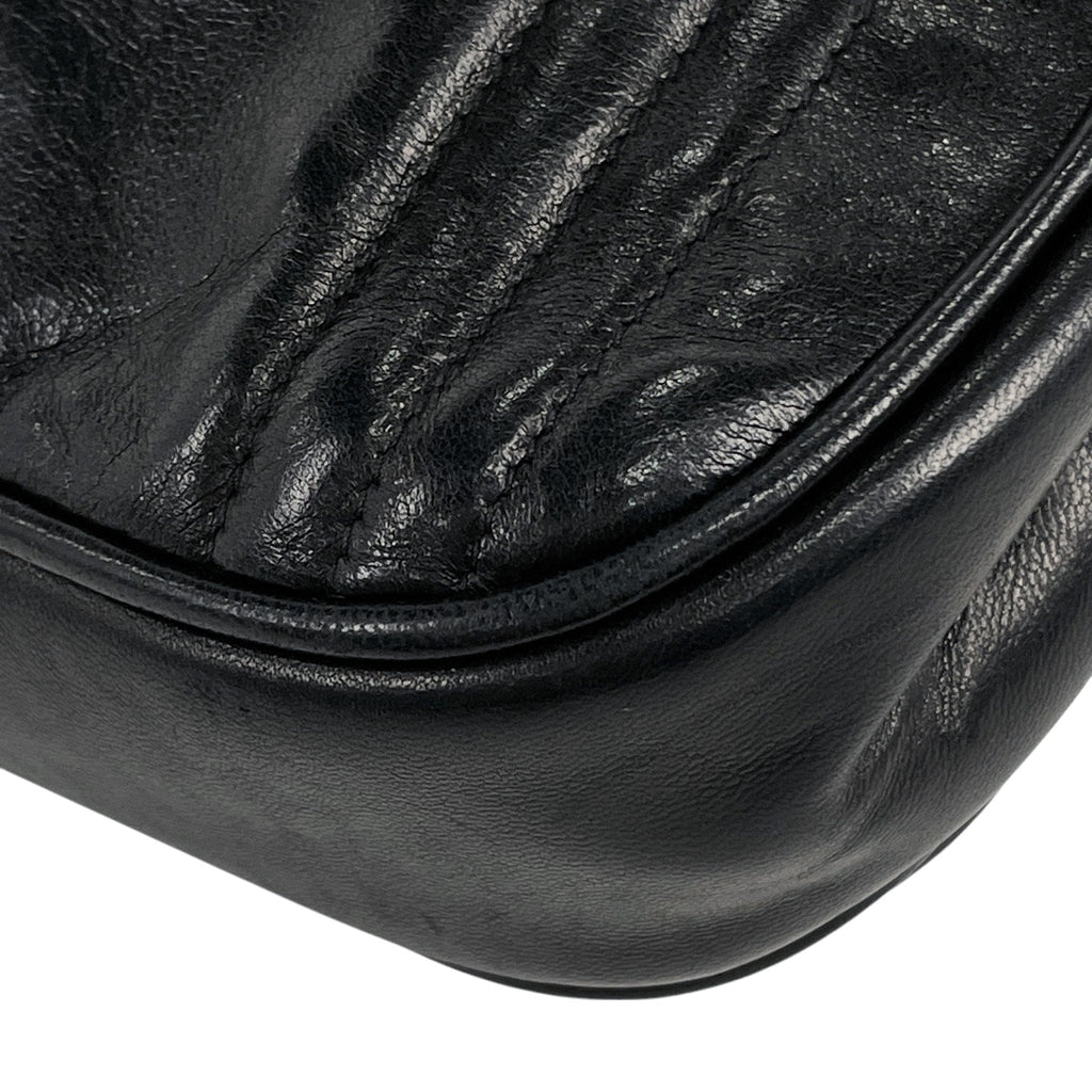 シャネル ココマーク ショルダーバッグ  ミニ プッシュロック ショルダーバッグ レザー ブラック レディース 【中古】brbag