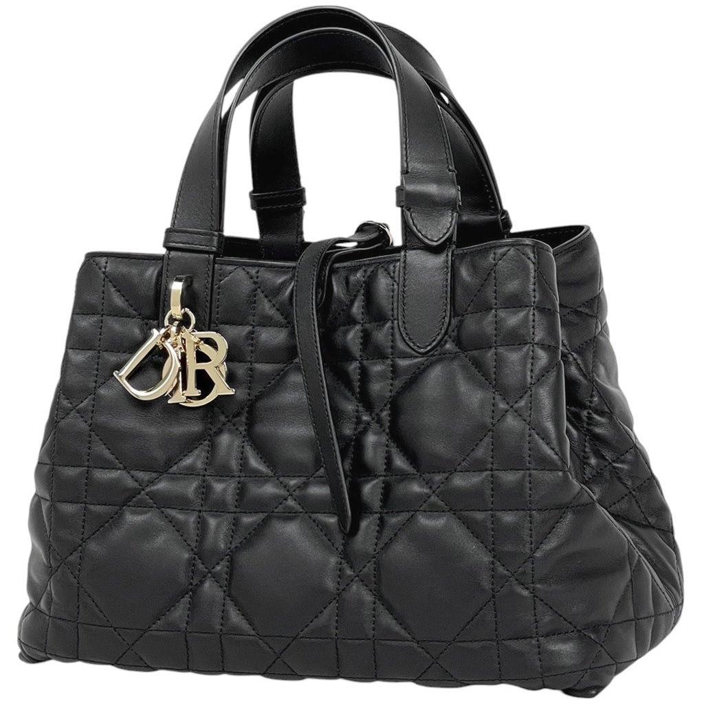クリスチャンディオール トゥジュール バッグ ミディアム カナージュ ハンドバッグ レザー ブラック レディース 【中古】brbag