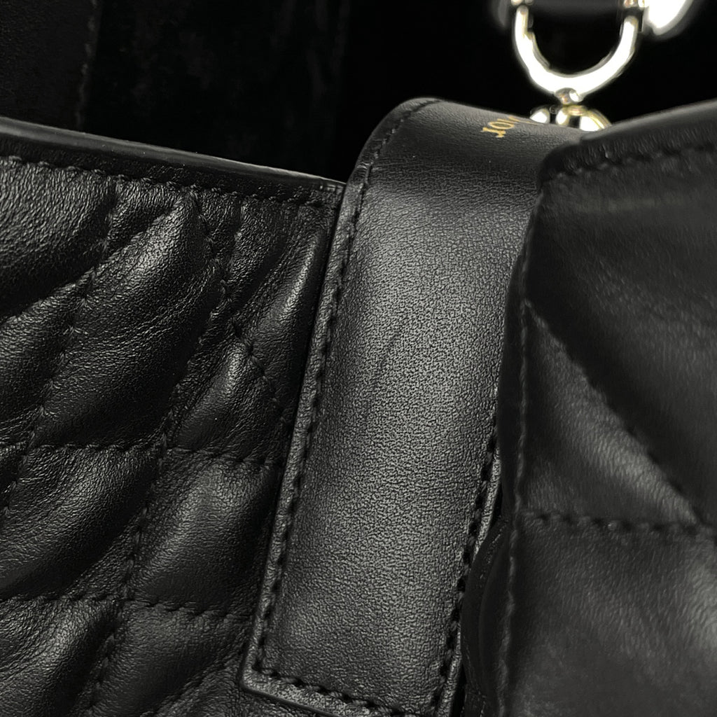 クリスチャンディオール トゥジュール バッグ ミディアム カナージュ ハンドバッグ レザー ブラック レディース 【中古】brbag