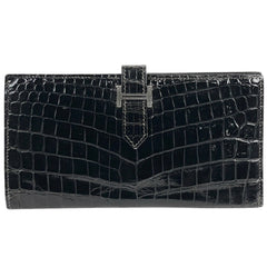 エルメス ベアン クラシック Hロゴ 二つ折り 長財布 ニロティカス ブラック □I レディース 【中古】brbag