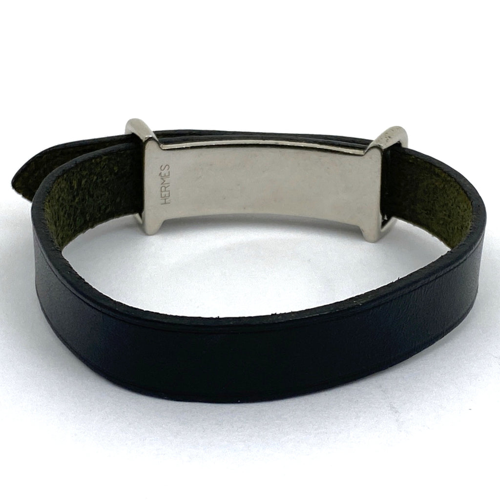 エルメス アピ 2 ブレスレット 腕輪 ブレスレット シルバーメッキ レザー シルバー ブラック レディース 【中古】bracc