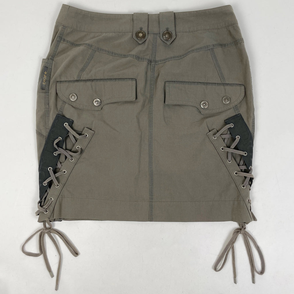 クリスチャンディオール ロゴボタン スカート 編み上げ スカート スカート コットン グレー レディース 【中古】brapp