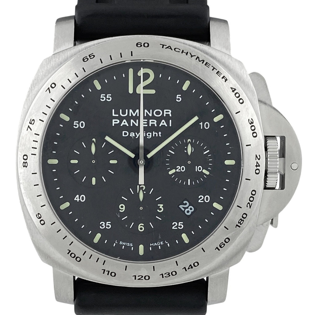 【OH済】【保証書】オフィチーネパネライ ルミノール デイライト PAM00250 腕時計 SS ラバー 自動巻き ブラック メンズ 【中古】wtcbb