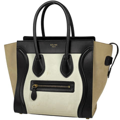セリーヌ ラゲージ マイクロショッパー トートバッグ ハンドバッグ レザー ブラック ホワイト ベージュ レディース 【中古】brbag
