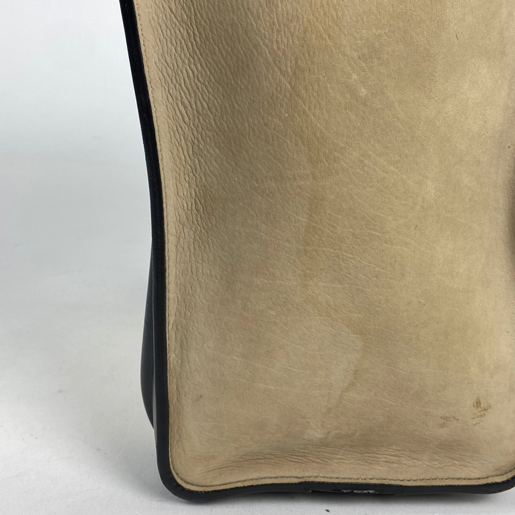 セリーヌ ラゲージ マイクロショッパー トートバッグ ハンドバッグ レザー ブラック ホワイト ベージュ レディース 【中古】brbag