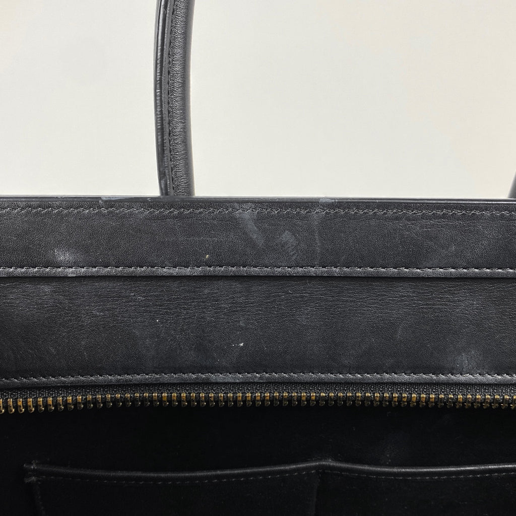 セリーヌ ラゲージ マイクロショッパー トートバッグ ハンドバッグ レザー ブラック ホワイト ベージュ レディース 【中古】brbag