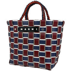 マルニ テープ ミニ バスケット マルニマーケット かごバッグ ハンドバッグ レザー レッド ネイビー レディース ブランドバッグ・小物 【中古】brbag