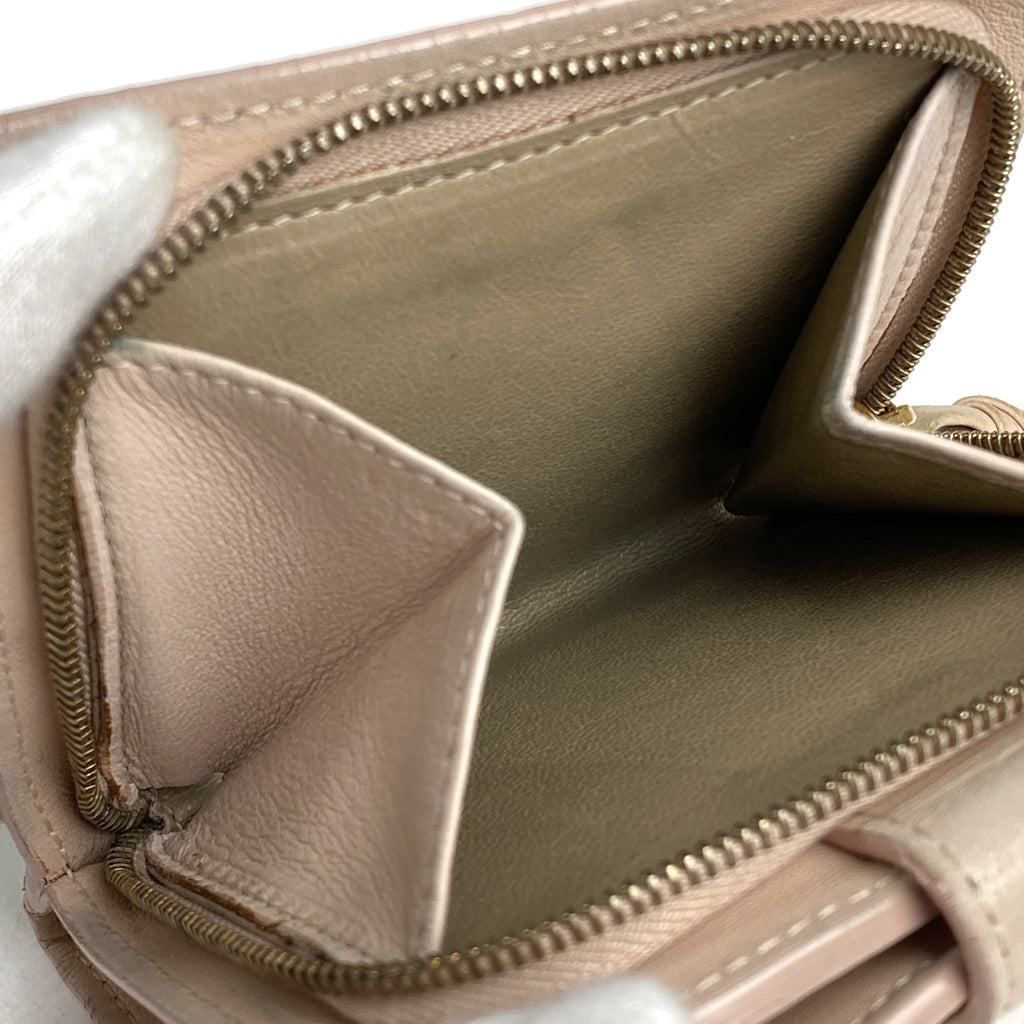 ボッテガヴェネタ イントレチャート 二つ折り 財布 レザー ピンク 121059 レディース 【中古】brbag