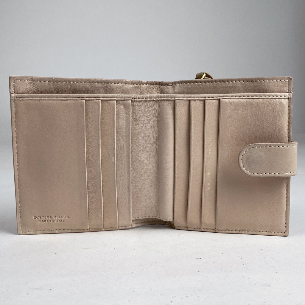 ボッテガヴェネタ イントレチャート 二つ折り 財布 レザー ピンク 121059 レディース 【中古】brbag