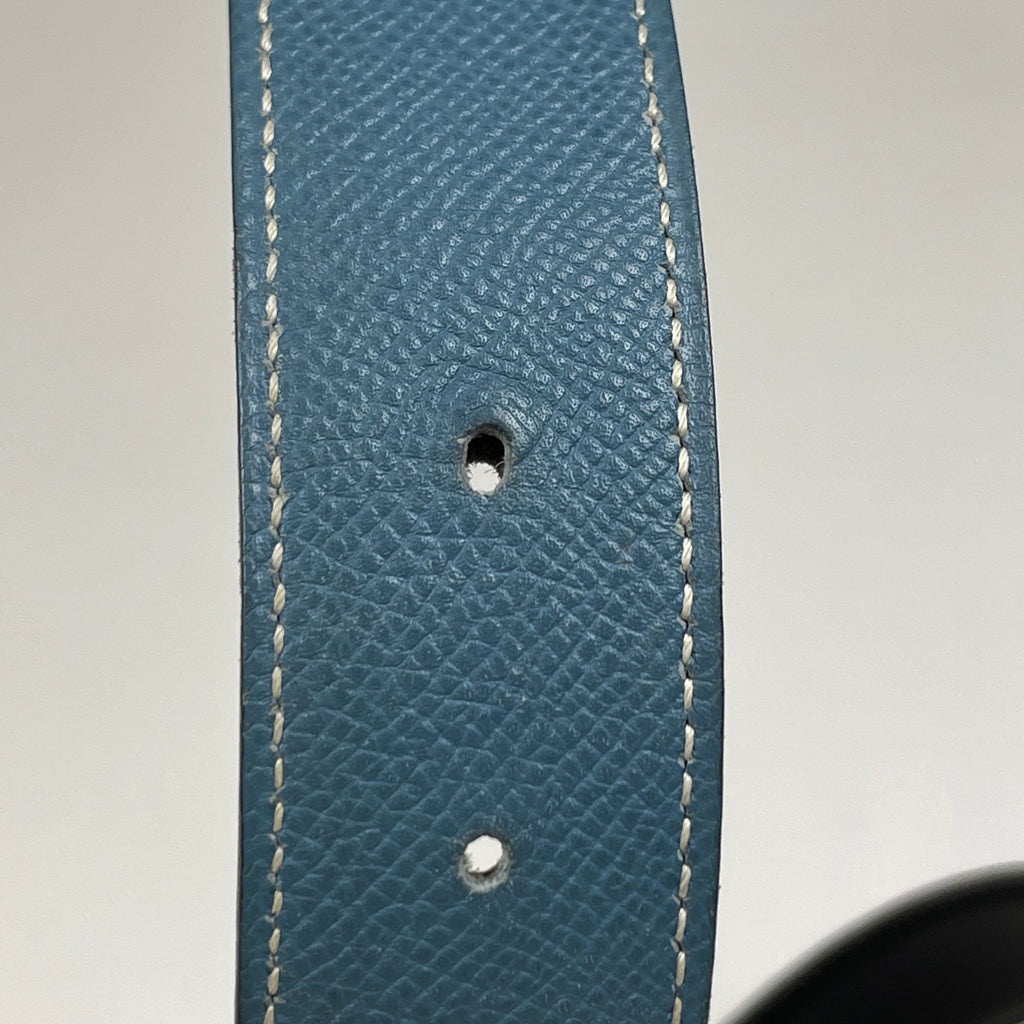 エルメス コンスタンス リバーシブル Hベルト □C刻印 ベルト レザー ブルー レディース 【中古】brbag