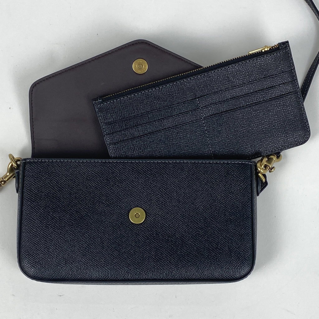 コーチ ウィン クロスボディ 2WAY クラッチバッグ ショルダーバッグ レザー ブラック C8439 レディース 【中古】brbag
