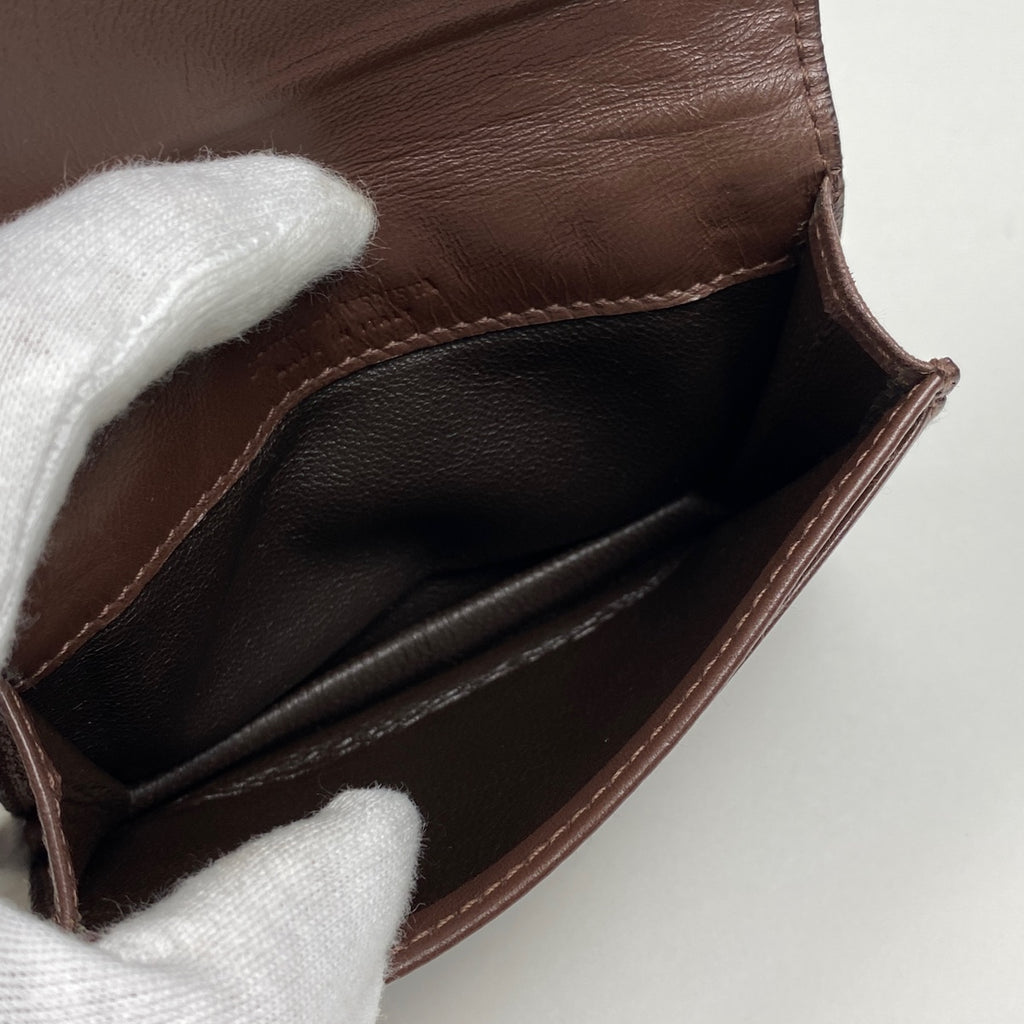 ボッテガヴェネタ イントレチャート カードケース 名刺入れ カードケース レザー ブラウン 133945 メンズ 【中古】brbag