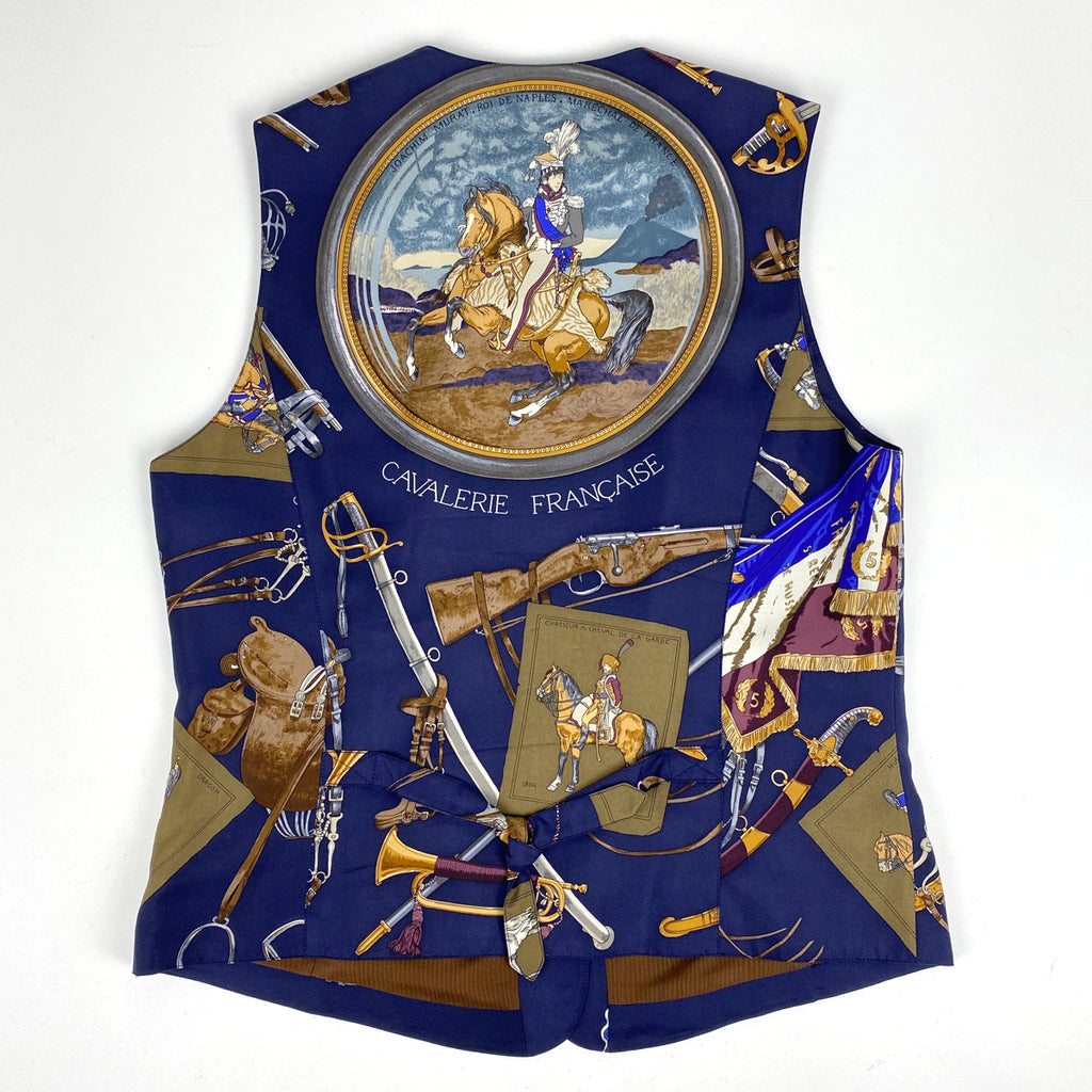 エルメス CAVALERIE FRANCAISE ベスト ジレ マルジェラ期 トップス ベスト シルク ネイビー マルチカラー レディース 【中古】brapp