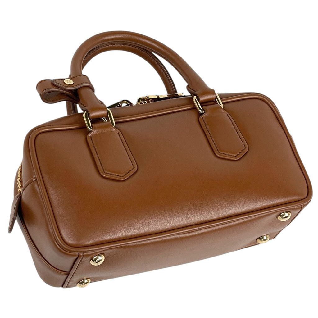 ミュウ ミュウ アルカディ ハンドバッグ ロゴ 2WAY ショルダーバッグ ハンドバッグ レザー ブラウン レディース 【中古】brbag