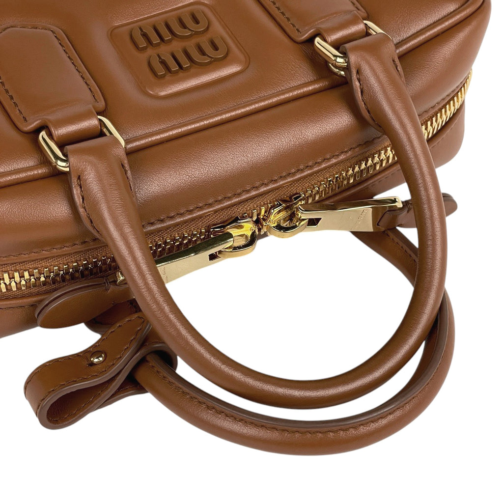 ミュウ ミュウ アルカディ ハンドバッグ ロゴ 2WAY ショルダーバッグ ハンドバッグ レザー ブラウン レディース 【中古】brbag