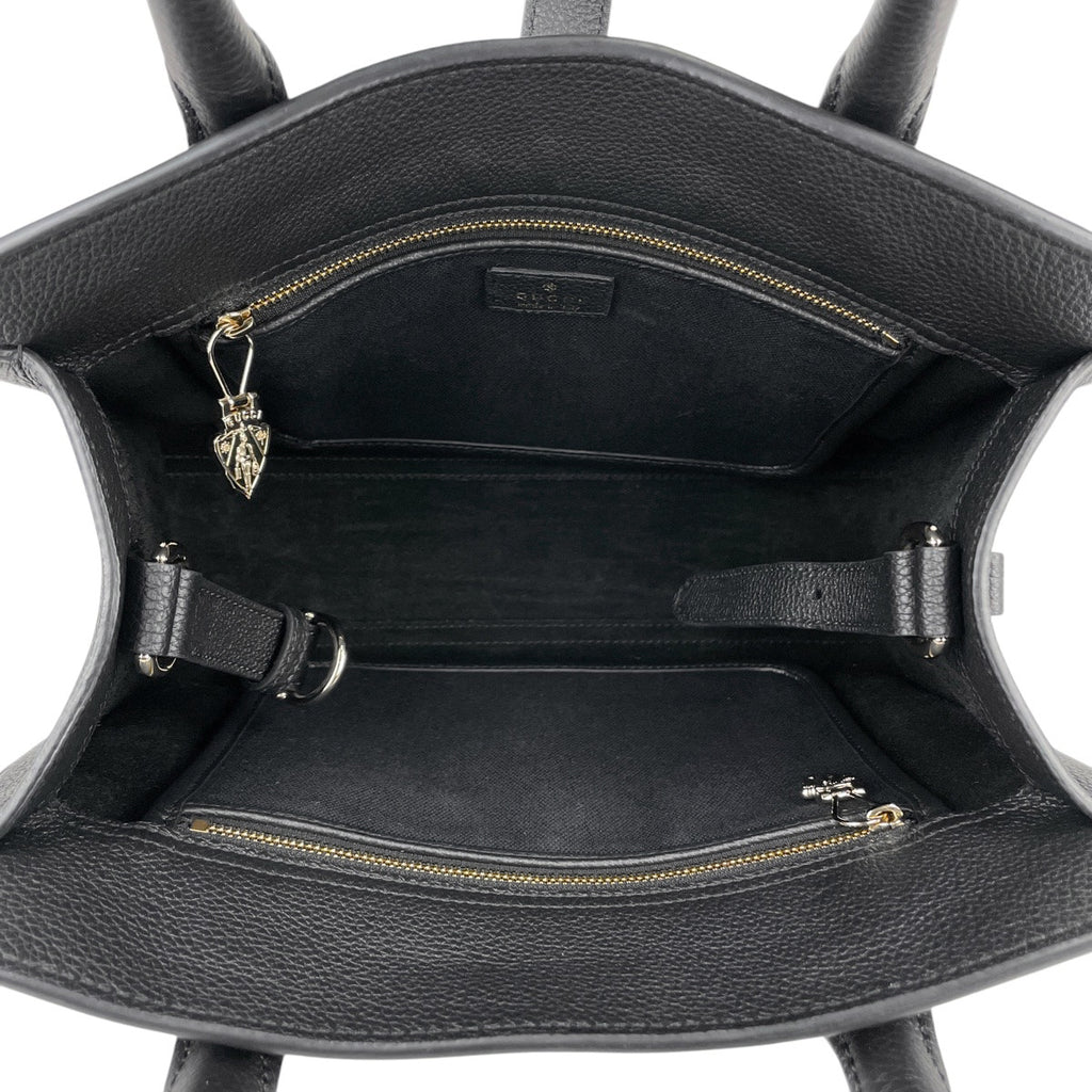 グッチ フック クロージャー付き ミディアム トートバッグ 2WAY ショルダーバッグ トートバッグ レザー ブラック 806205 レディース 【中古】brbag