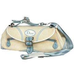 クリスチャンディオール ロゴ ショルダーバッグ トロッター柄 ショルダーバッグ キャンバス アイボリー ライトブルー レディース 【中古】brbag