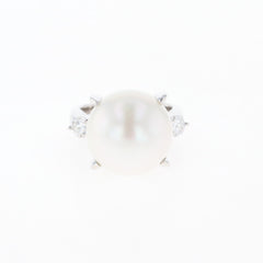 パール デザインリング プラチナ 指輪 メレダイヤ 真珠 リング 8号 Pt900 パール ダイヤモンド レディース 【中古】nbjwl