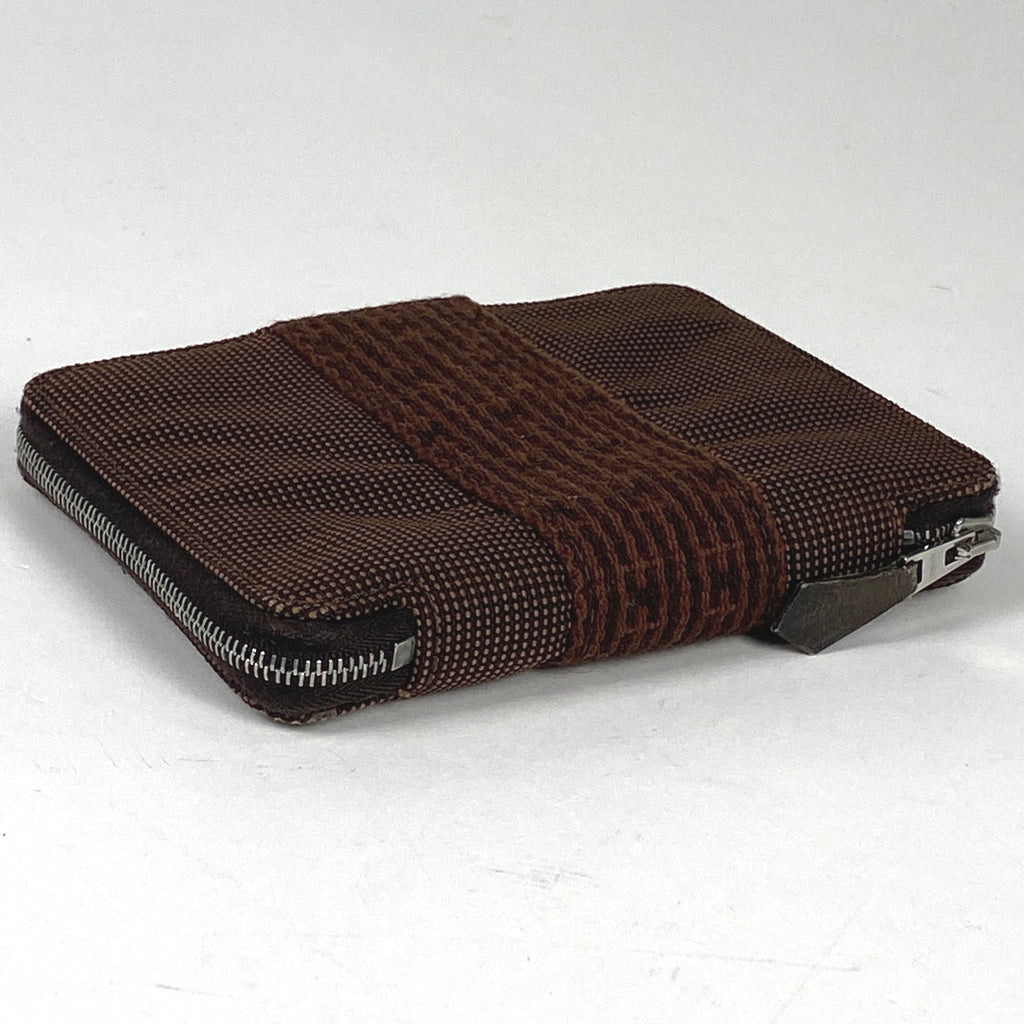 エルメス パース PM エールライン 二つ折り財布 ナイロンキャンバス ブラウン レディース 【中古】 brbag