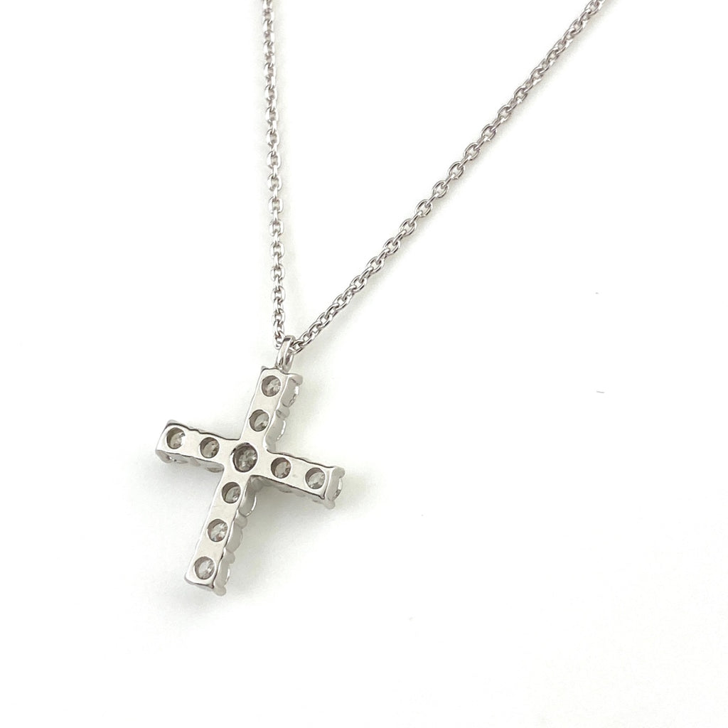 ヴァンドーム青山 クロスモチーフ デザインネックレス プラチナ ペンダント メレダイヤ 十字架 ネックレス Pt900 Pt850 ダイヤモンド レディース 【中古】brjwl