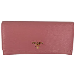 プラダ ロゴ 二つ折り 長財布 長財布 レザー ピンク レディース 【中古】 brbag
